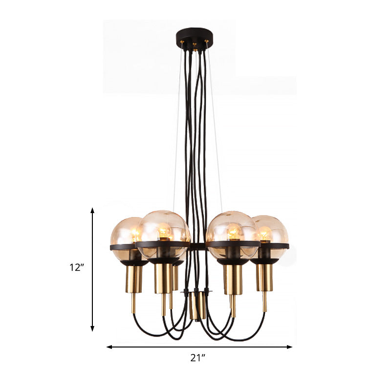 Global Glass Shade Chandelier Light Modern 6/8 Lights Brass Hanging Ceiling Light for Living Room