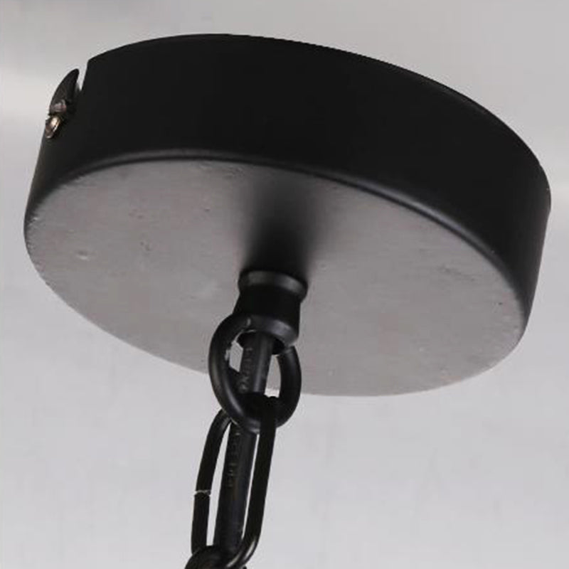 Globe en verre transparent lustre Light traditionnel 3 éclairage pendentif de salon léger en noir