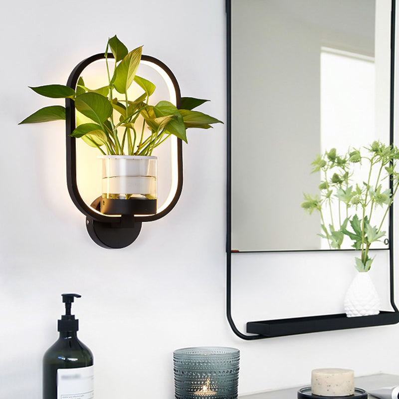 Geometric Ring Living Room Planter Wall Sconce Light Aluminium Single Minimalist LED Wall Mount Light