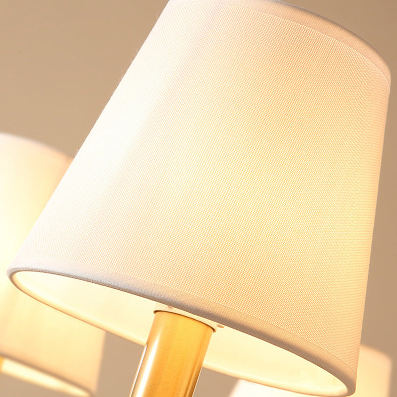 Empire Schatten Kronleuchter Anhänger Leichte zeitgenössische Stoff Messing Candelabra hängende Licht für Wohnzimmer