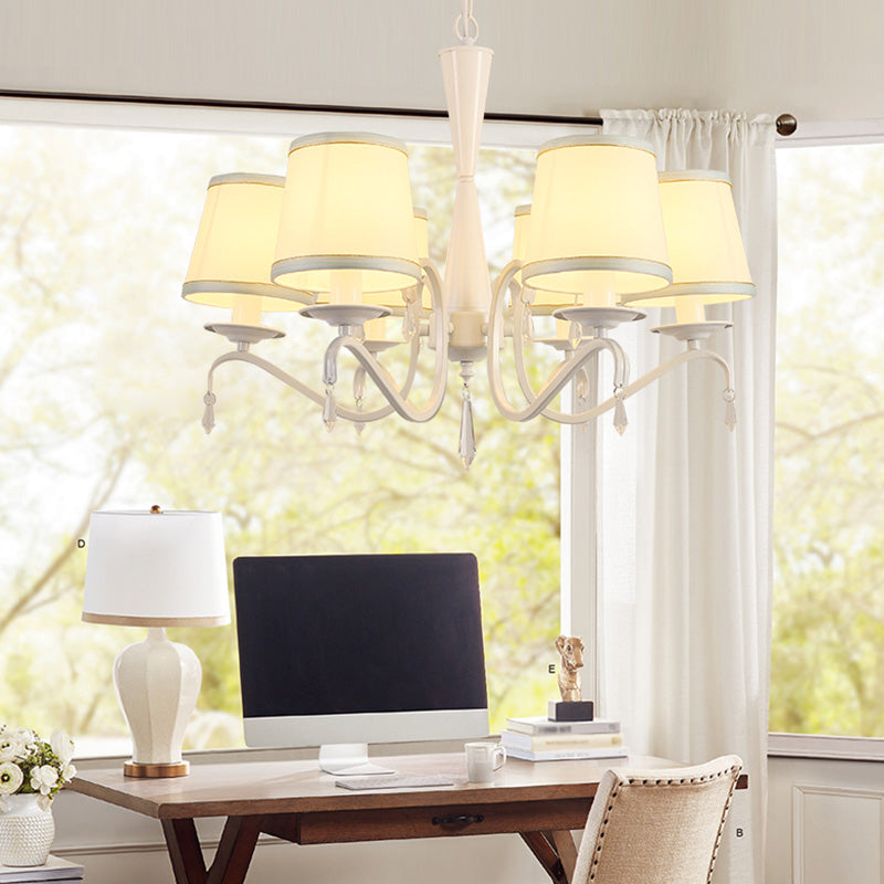 Verjüngte Form Suspension Licht künstlerischer Stoff 6 Köpfe Wohnzimmer Kronleuchter Licht