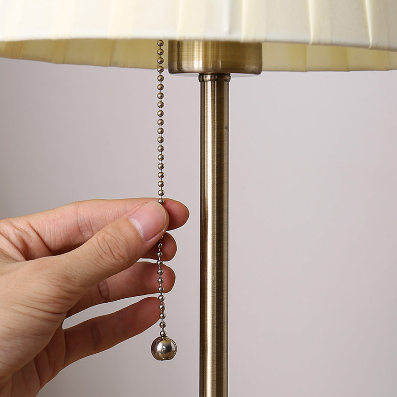 Artistic Pleated Empire Shade Table Lamp Fabric 1 Bulb Bedroom Nightstand Light with Pull Chain