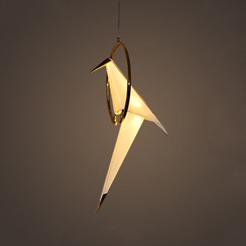 Bird Shaped Plastic LED Ceiling Lighting Modern White Chandelier Light Fixture for Restaurant