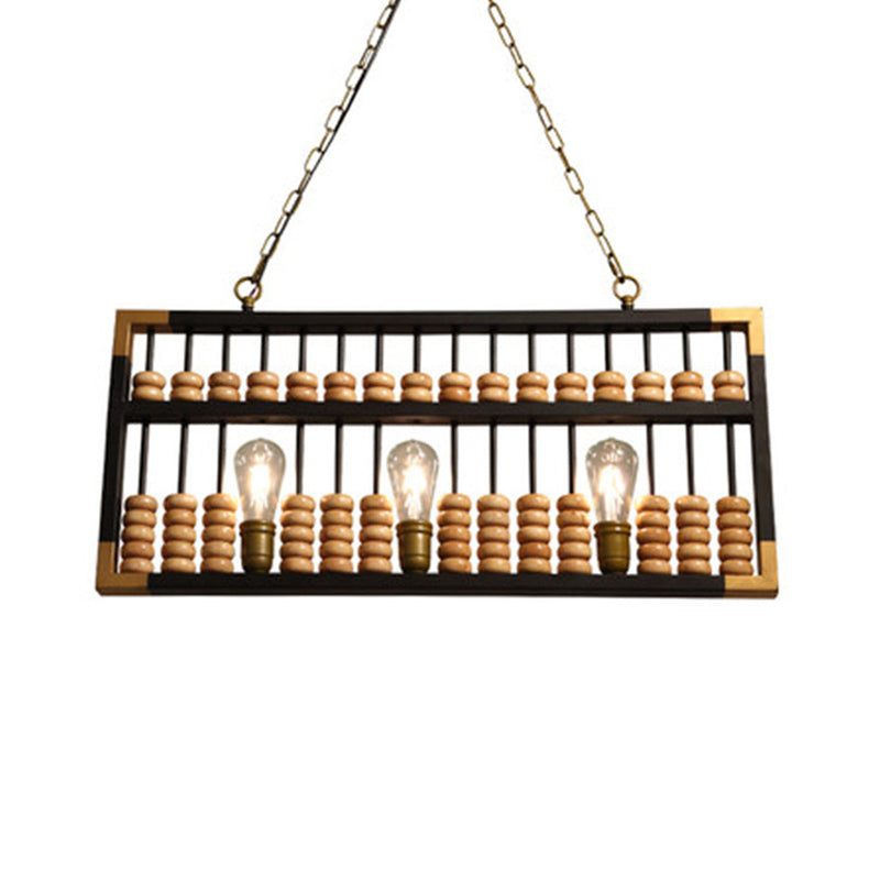 Art Decor Abacus Island Pendant Lighting Metallic 3 Heads Restaurant Ceiling Light
