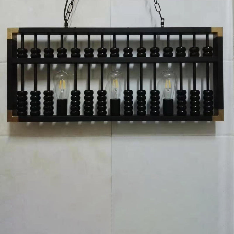 Art Decor Abacus Island Pendant Lighting Metallic 3 Heads Restaurant Ceiling Light