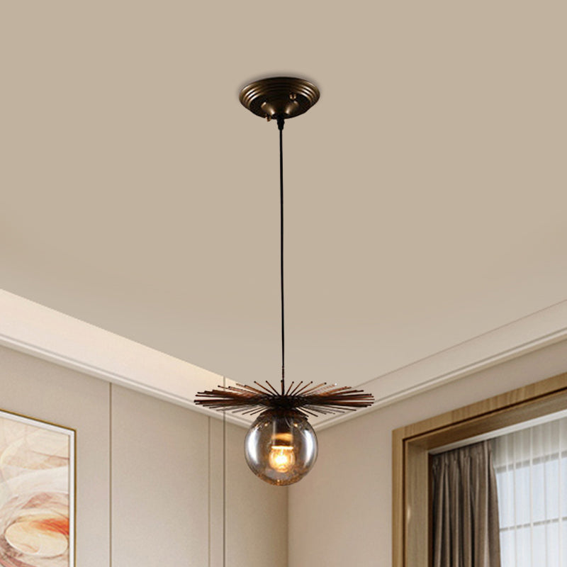 Flat Suspension Light Contemporary Iron Single-Bulb Restaurant Pendant Light Fixture in Rust