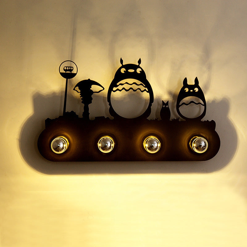 Metallic Silhouette Wall Mount Light Decorative 4 Heads Rust Wall Lighting for Restaurant