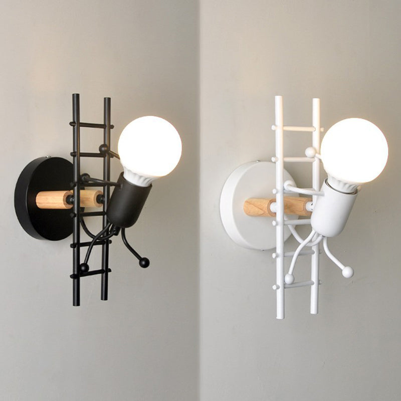 Climbing Stair Man Bedroom Wall Sconce Iron 1-Light Decorative Wall Lighting Fixture
