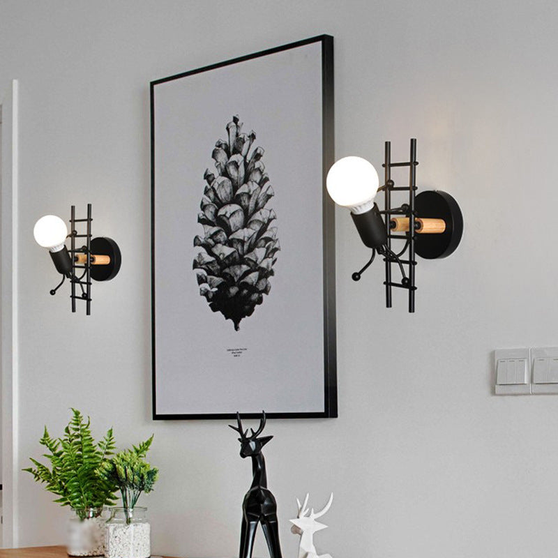 Climbing Stair Man Bedroom Wall Sconce Iron 1-Light Decorative Wall Lighting Fixture
