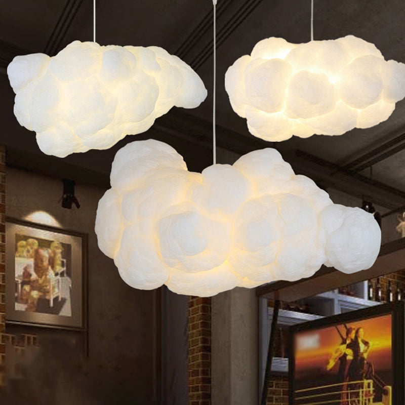 Cloud Plastic Chandelier Pendant Light Modern 2 Heads White Hanging Light for Bedroom
