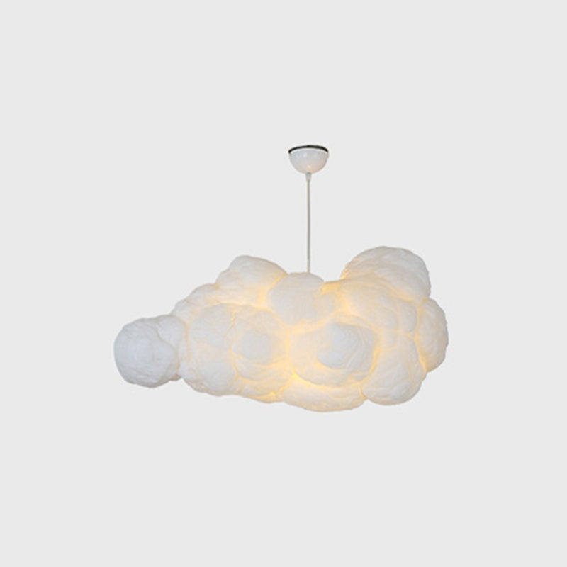 Cloud Plastic Chandelier Pendant Light Modern 2 Heads White Hanging Light for Bedroom