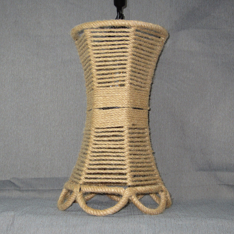 Bulbe 1 ampoule suspendue Hanging Light Rustic Natural Rope Fared Pendant Lightture avec Ivy artificiel
