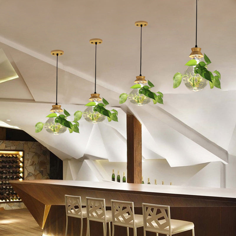 Illuminazione a sospensione a forma di lampadina trasparente rustica 3 teste fioriera da ristorante a sospensione multipla