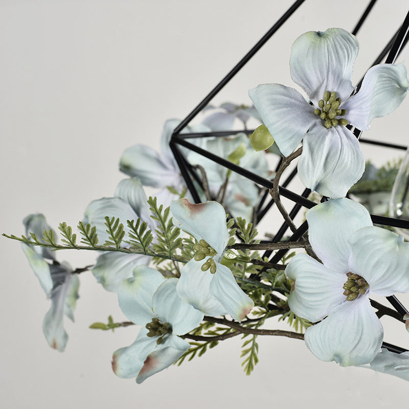 Diamude blu-bianco appeso Light Rustic Metallic 1 Bulb Restauranto Lampada a sospensione con fiore artificiale