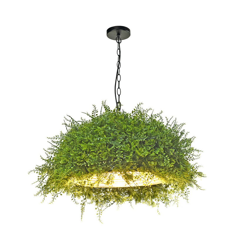 1 Lampen -Eisen -Suspensionsbeleuchtung Retro Green Dome Restaurant Anhänger Deckenleuchte mit Pflanzendekoration
