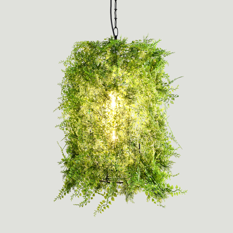 1 bulbo de suspensión de hierro iluminación retro cúpula verde restaurante luz colgante de techo con decoración de plantas