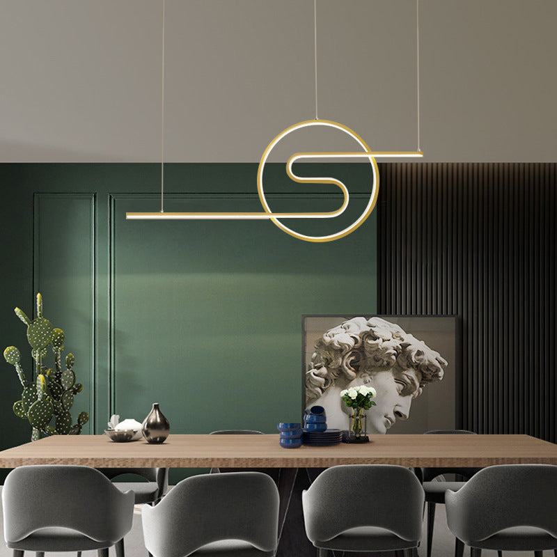 Luce appesa a LED anello e curva Minimalista in metallo sala da pranzo Isola Luce soffitto