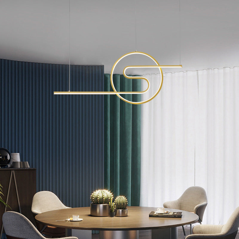 Luce appesa a LED anello e curva Minimalista in metallo sala da pranzo Isola Luce soffitto