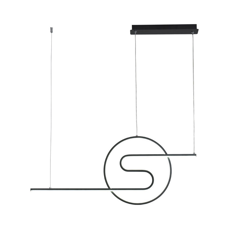 Luce appesa a LED anello e curva Minimalista in metallo sala da pranzo Isola Luce soffitto