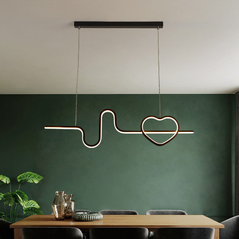 Cuore artistico e linea isola lampada in metallo sala da pranzo in metallo Luce a sospensione LED