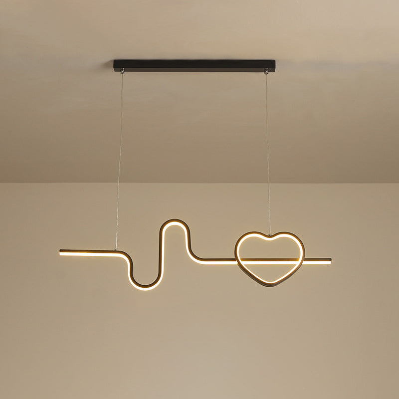 Cuore artistico e linea isola lampada in metallo sala da pranzo in metallo Luce a sospensione LED