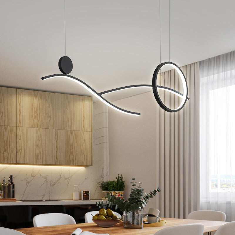 Luce appesa a LED anello e curva Minimalista in metallo sala da pranzo Isola Luce soffitto