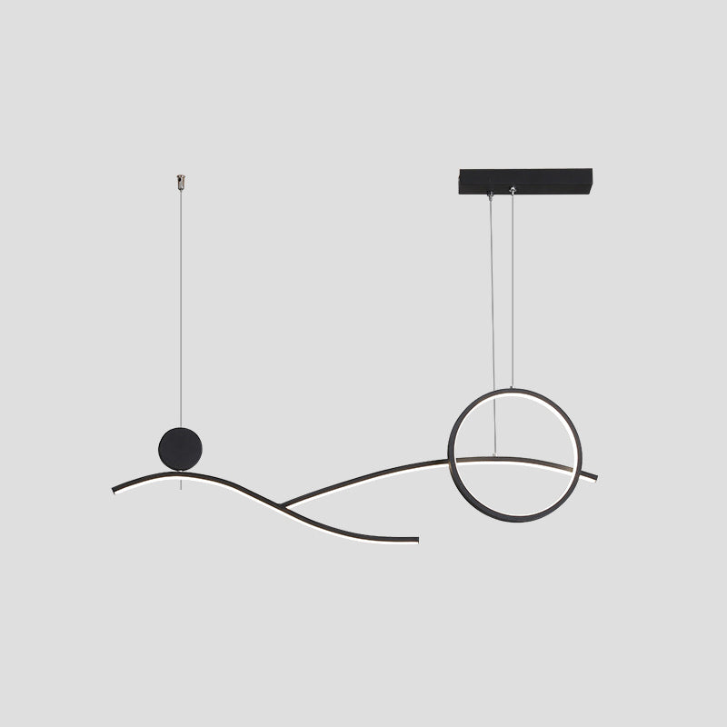 Luce appesa a LED anello e curva Minimalista in metallo sala da pranzo Isola Luce soffitto