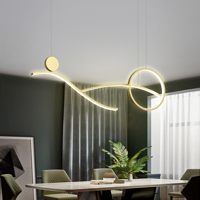 Luce appesa a LED anello e curva Minimalista in metallo sala da pranzo Isola Luce soffitto
