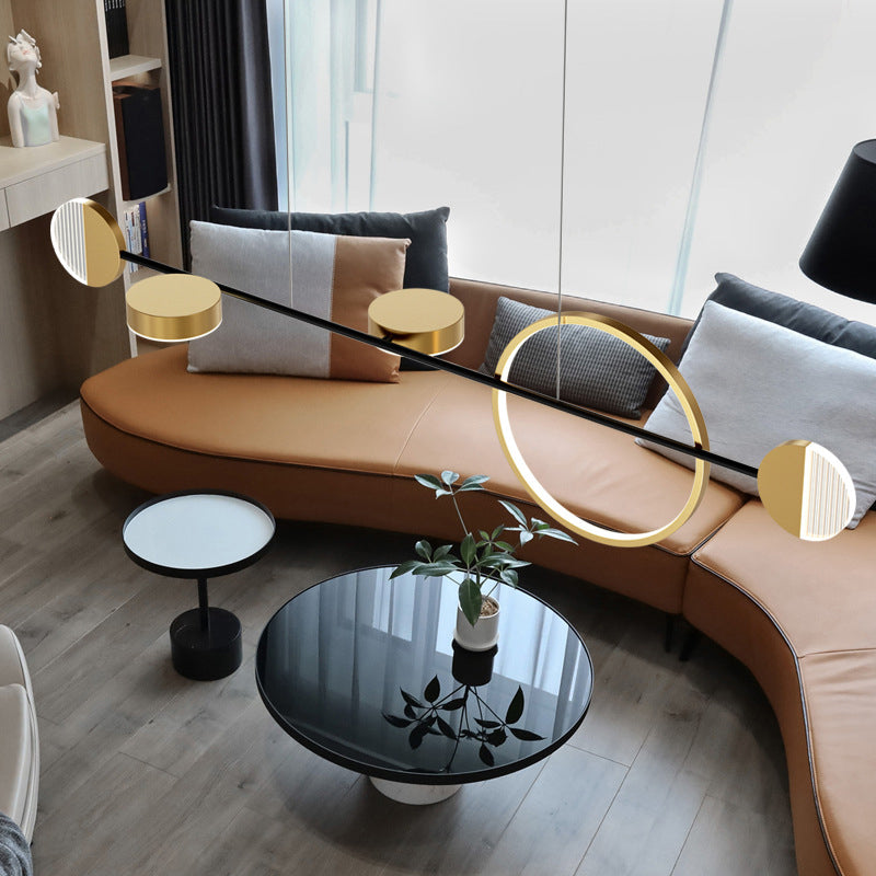 Circle Metal Island Light Light Contemporary Gold LED Light Light per sala da pranzo