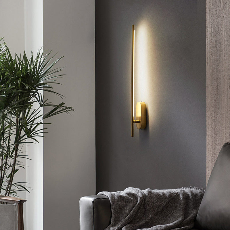Stick geformte Metallleuchte zeitgenössische goldene LED -Wandlampe für Wohnzimmer