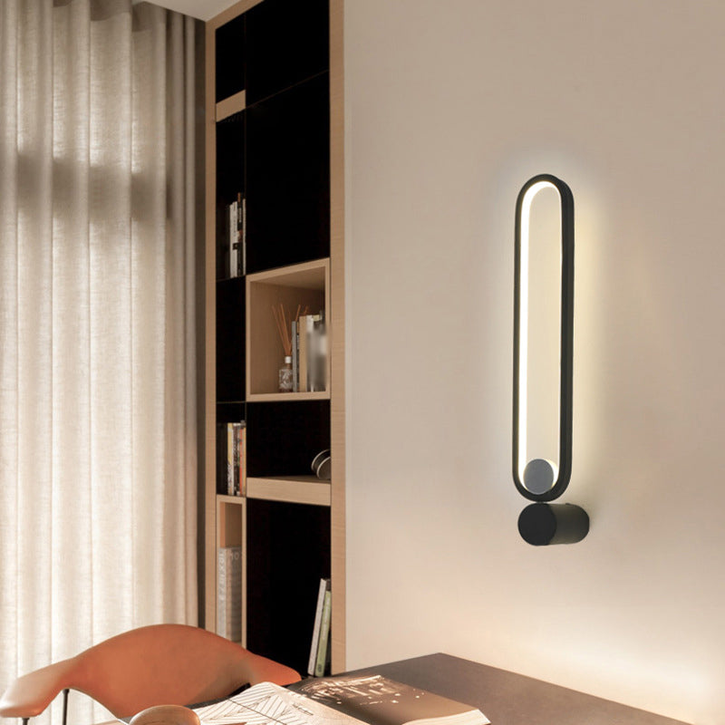 Zwart langwerpige LED -wand gemonteerd licht eenvoud metalen roteerbare wand sconce verlichting