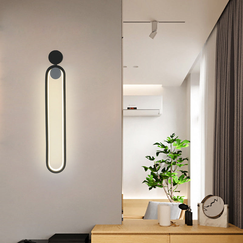 Black Oblong LED Wall Mounted Light Simplicity Metal Rotatable Wall Sconce Lighting