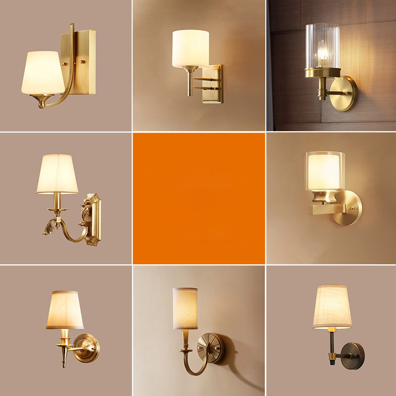 Metallic Candlestick Wall Sconce Minimalist 1 Head Wall Mounted Light in Gold for Entryway