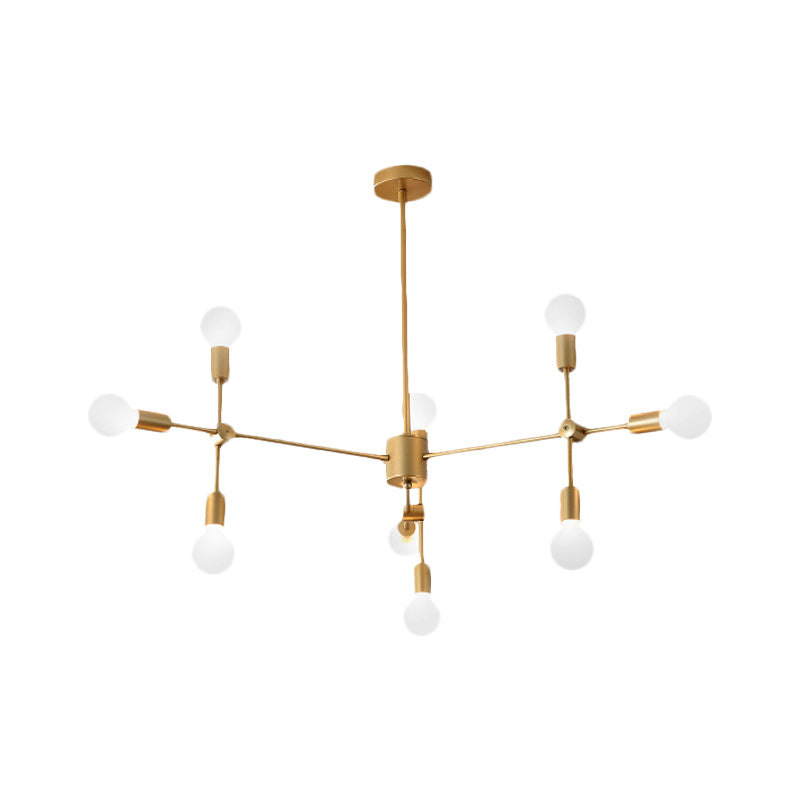 Sputnik Living Room Hanging Chandelier Opal Glass 9/12/15 Lights Modernist Hanging Lamp in Black/Gold