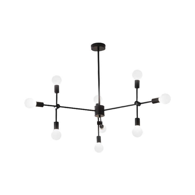 Sputnik Living Room Hanging Chandelier Opal Glass 9/12/15 Lights Modernist Hanging Lamp in Black/Gold