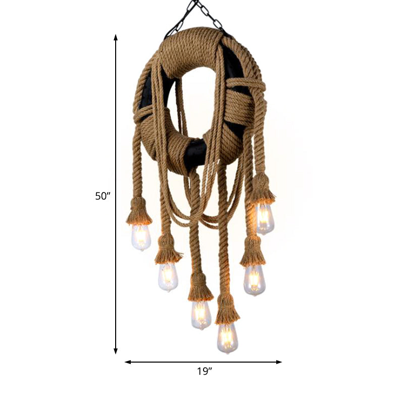 Corda lampada lampada a ciondolo nero 6 luci lampada lampadario industriale per caffetteria