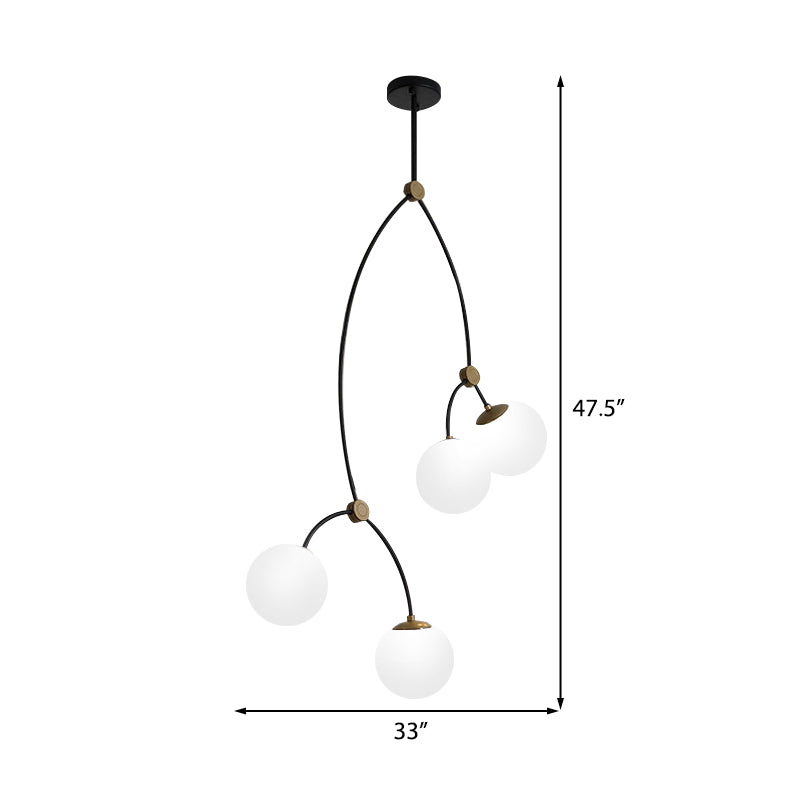 4 luces Lámpara de techo de la sala de estudio con techo global de vidrio blanco/claro