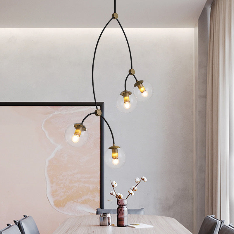 4 Lichter Lernzimmer Deckenkraut mit weißem/klarem Glas Globaler Schatten moderner Hängedecke