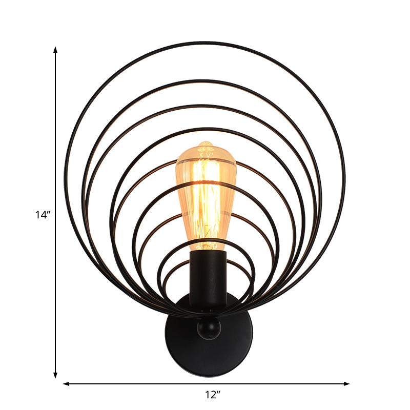 Ringmetall -Leuchtenbeleuchtung Industrialstil Einer Glühbirnen -Esszimmer Wandmontagelampe in Schwarz