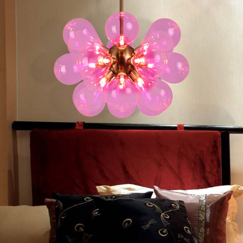 Bubbel plafond kroonluchter modernisme wit/roze/blauwe glazen led woonkamer hangende lichtkit