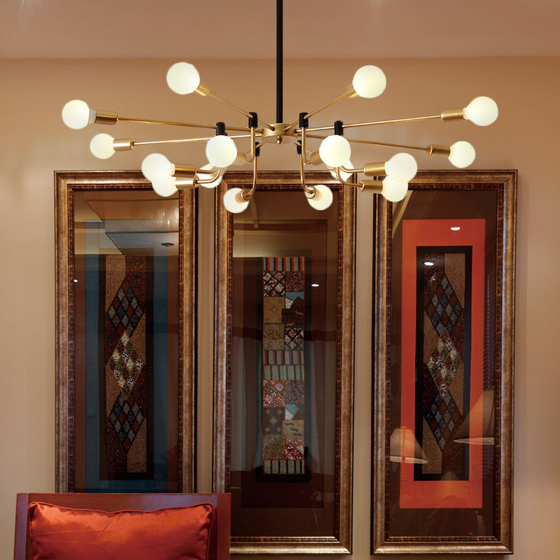 Candelera de techo de Starburst Metal contemporánea 6/12/16 Luces Luces de suspensión de dormitorio con brazo dorado