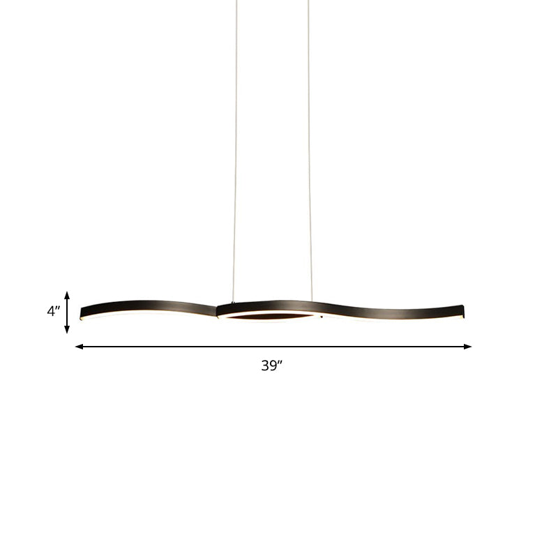 Acrilico lampadario ondulato Luce moderna a led Black Affermato Luce a sospensione in luce calda/bianca, 39 "/41" W