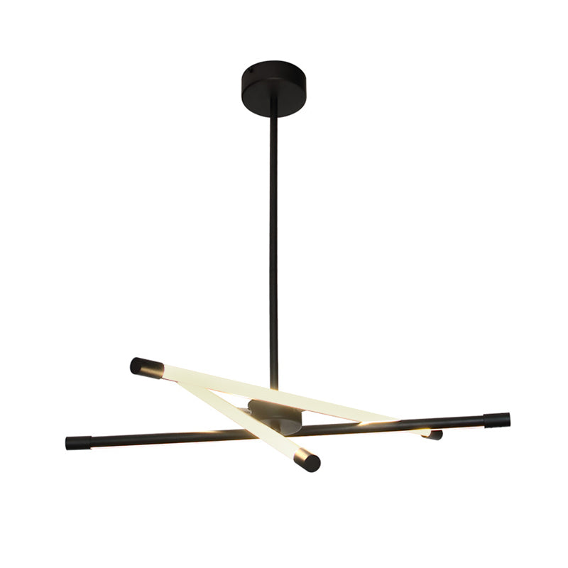 Eenvoudige stijl lineaire buis metalen kroonluchter licht zwarte led hangende lamp voor woonkamer