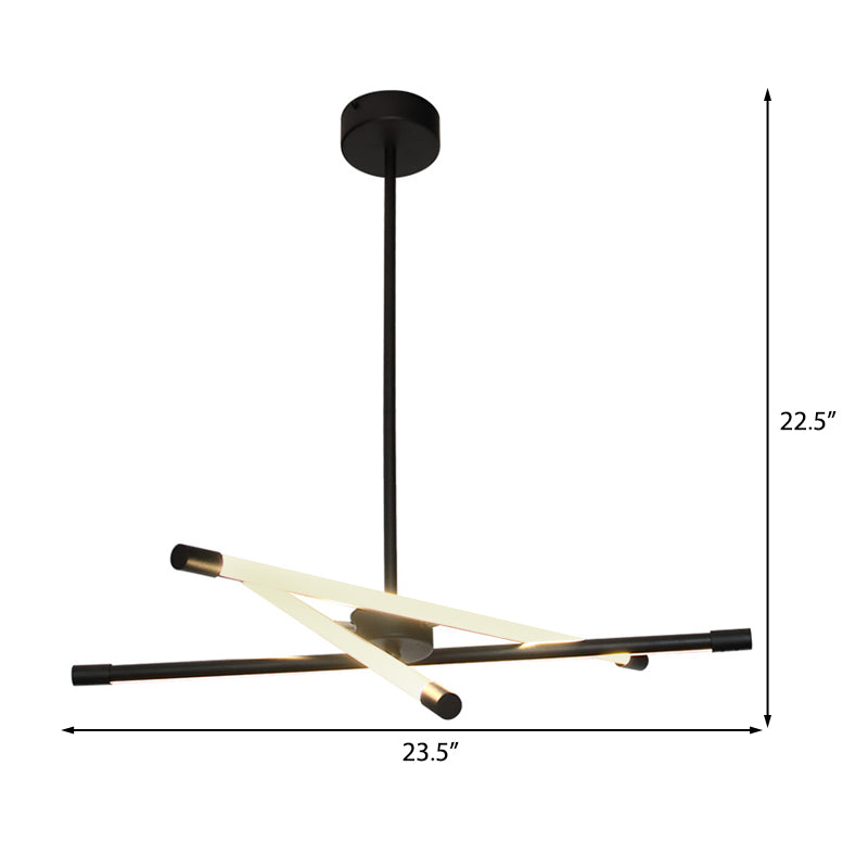 Eenvoudige stijl lineaire buis metalen kroonluchter licht zwarte led hangende lamp voor woonkamer
