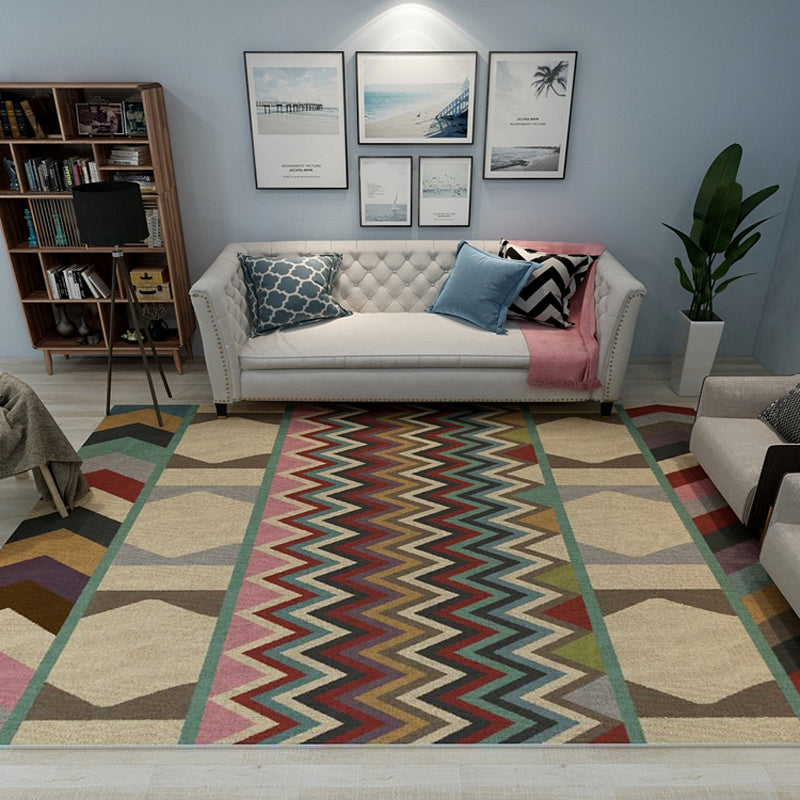 Multi-Color Moroccan Rug Polypropylene Tribal Flower Carpet Anti-Slip Stain Resistant Washable Rug for Living Room