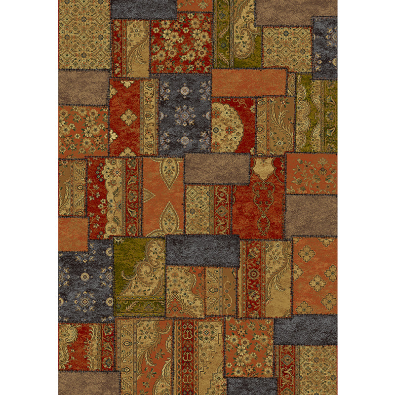 Vintage Distressed Color Moroccan Rug Synthetics Patchwork Carpet Non-Slip Machine Washable Stain Resistant Rug for Great Room