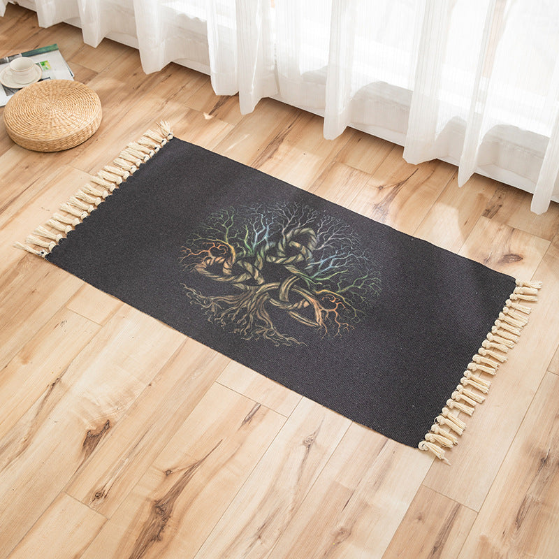 Levendige planten gebreide vloerkleed multi -gekleurde modern tapijt synthetisch huisdiervriendelijk tapijt voor logeerkamer