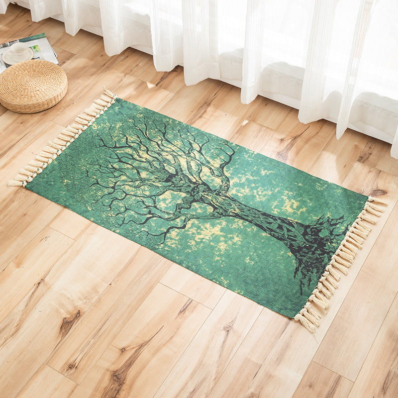 Levendige planten gebreide vloerkleed multi -gekleurde modern tapijt synthetisch huisdiervriendelijk tapijt voor logeerkamer
