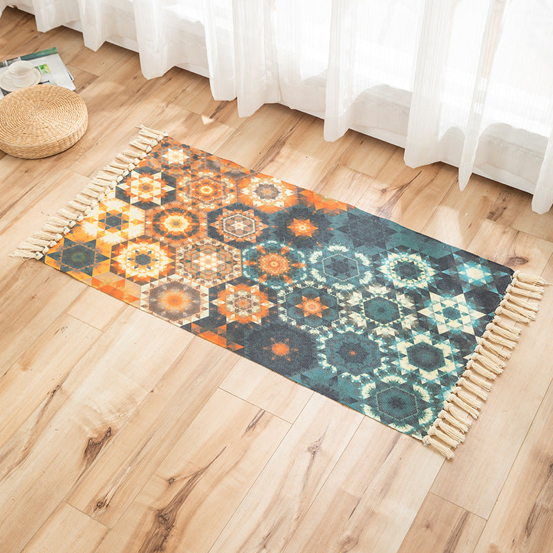 Levendige planten gebreide vloerkleed multi -gekleurde modern tapijt synthetisch huisdiervriendelijk tapijt voor logeerkamer