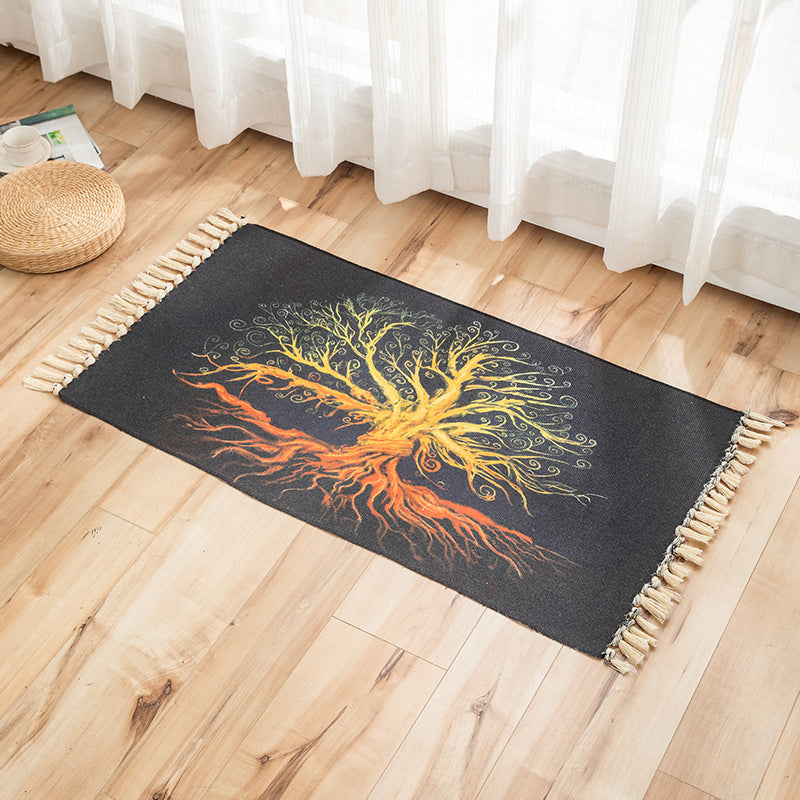 Levendige planten gebreide vloerkleed multi -gekleurde modern tapijt synthetisch huisdiervriendelijk tapijt voor logeerkamer